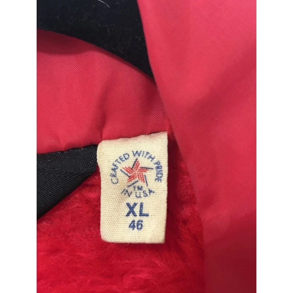 Vintage Jacket Men XL Red Satin Full Snap Windbreaker‎ Bomber 80s USA